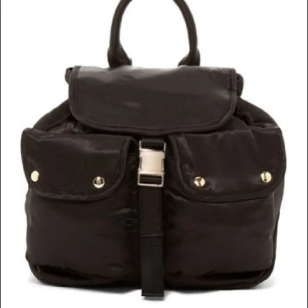 Steve Madden Black Satin Backpack